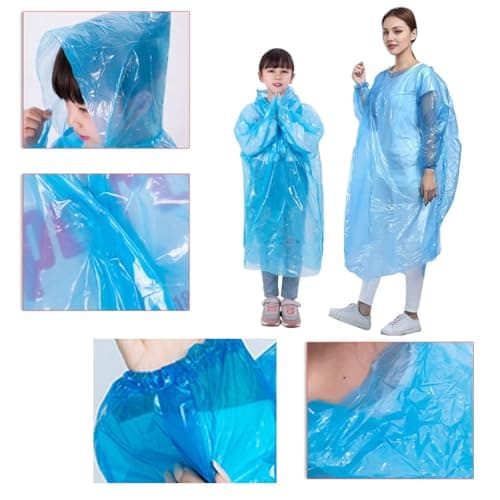 MUNSKT 12 Pack Disposable Rain Ponchos for Adults & Kids, Waterproof Clear Plastic Poncho with Hood, Lightweight Emergency Ponchos for Family Travel, Hiking, Festivals — view 2