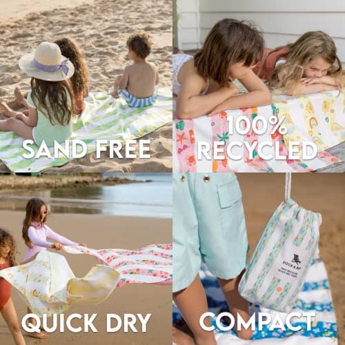 Dock & Bay Kid's Towel - For Beach Use - Quick Dry, Sand Free - Compact, Lightweight - 100% Recycled - Includes Bag - Bike Bike Baby, Large (160x90cm, 63x35") — view 4
