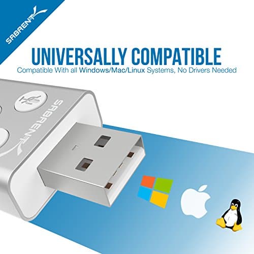 SABRENT External Sound Card Aluminum USB 3D Stereo Audio Adapter for Windows and Mac. Plug and Play, Silver (AU-DDAS) — view 6