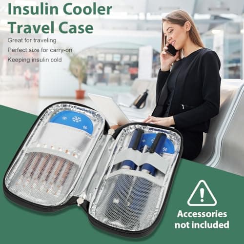 Fefod Insulin Cooler Travel Case, Medicine Cool Bag Travel with 2 Ice Packs, Medicine Refrigerated Travel Box, Diabetic Supplies Insulin Pen Case, Easy to Carry Refrigerated Box (Black) — view 6