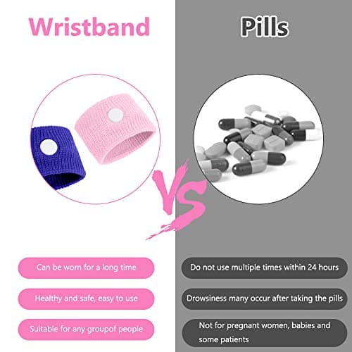 ACWOO Motion Sickness Wristbands, 2 Pairs Natural Sickness Bands for Kids & Adults, Anti-Nausea Wristbands for Car Sea Sickness, Relief Wristbans for Sea Flying Travel (Pink+White) — view 4