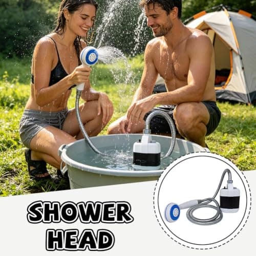 Portable Outdoor Shower, Camping Shower with Showers Pump, Built-in 1500mAh Battery, Electric Handheld Rechargeable Showers for Camping, Travel, Dorm, Van Life and Beach Trips — view 2