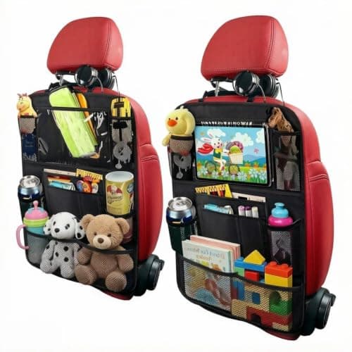 Twzqsyw Car Back Seat Organiser for Kids — 2 Pack | Rear Seat Organiser with Tablet Holder & Multiple Pockets | Kids Car Seat Organiser | Car Travel Accessories | Backseat Car Organizer for Children — view 2