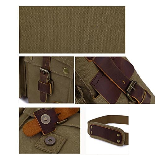 Jonon Vintage Military Men Canvas Messenger Bag for 13.3-17"Laptop (Size 13.3", Green) — view 6