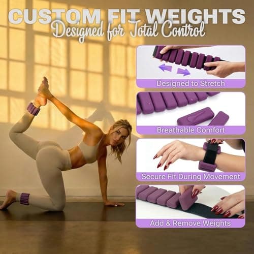 OMELYA Pilates Premium Full Set 23 pcs Pilates Equipment with Wrist Weights Pilates Essential Kit Yoga Kit Pilates Ring Mini Yoga Ball Resistance Bands Core Sliders Gift for Women (Purple) — view 6