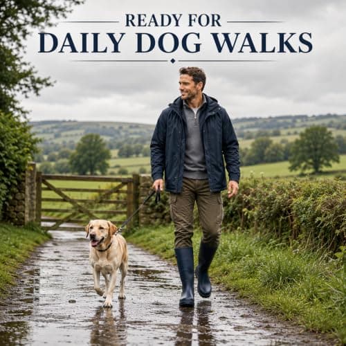 A2Z Mens Navy Tall Wellington Rain Boots Outdoor Rubber Treaded Sole — view 6