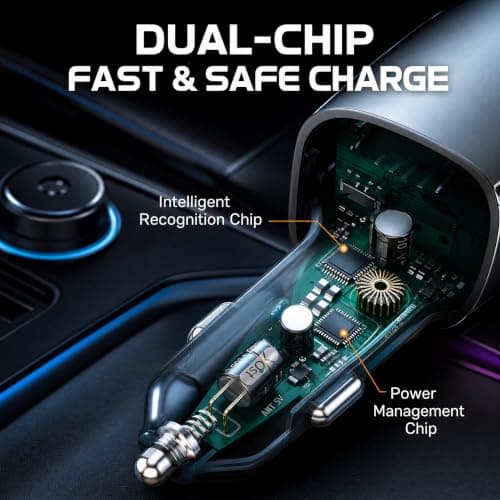 USB C Car Charger,Cigarette Lighter USB Charger, 81W Multiport 6-Port 150CM — view 6