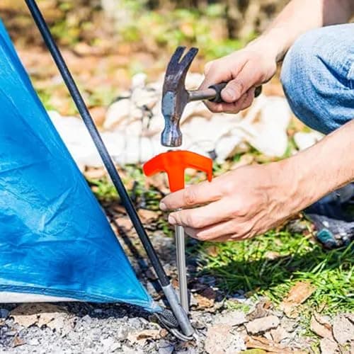 10 Pack Metal Tent Pegs - Heavy Duty Camping Pegs for Hard Ground, Awnings & Rock — view 6