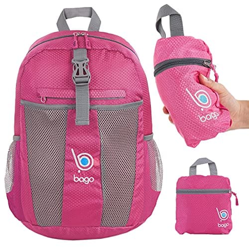 Bago Lightweight Small Hiking Backpack for Women and Men - 25L Travel Day Pack - Foldable Hiking Daypack Ultralight for Camping Outdoor Sports - Day Bag Packable Backpack for Travel (Pink) — view 3
