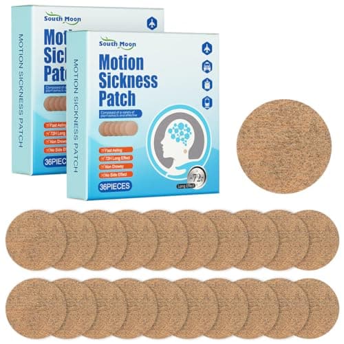 BUTBU Motion Sickness Patches, 72 Counts Travel Sickness-Patches, Nausea Relief & Anti Sickness, Motion Sea Sickness Patch for Car, Cruise Essentials and Airplane Trips, Fast Effective Lasts 72 Hours