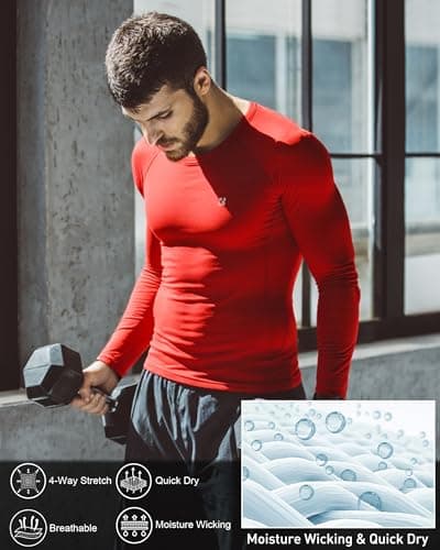 Roadbox Men's Compression Top, Long Sleeve Running Base Layer, Quick-Drying — view 5