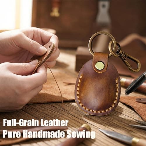 1 Pack Genuine Leather for Apple AirTag Holder for Pet,Luggage,Bags,Key — view 5
