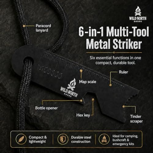 Wild North Goods Fire Starter Kit - Ferro Rod, Striker, Tinder Rope, Bellow & Bag - Survival Gear for Camping, Bushcraft, Hiking & Emergency Use (15,000+ Strikes) — view 5