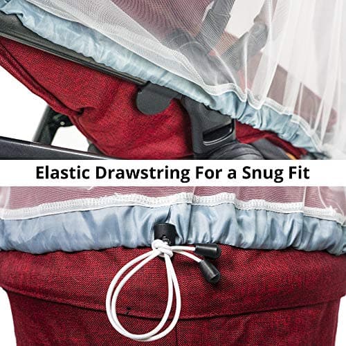 Baby Mosquito Net for Stroller, Carrier & Bassinet – Elastic Drawstring for Snug Fit Netting - Infant Bug Net for Jogger, Car Seat & Pack N Play – 1000 Mesh Toddler Canopy & Gift Packaging — view 2