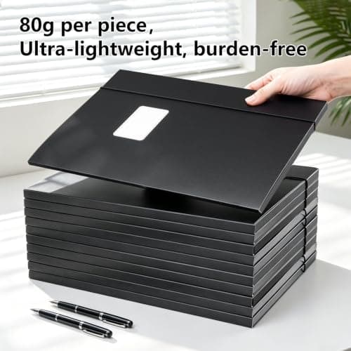 JiaWei Folders for Paperwork A4, Pack of 12 File Folder, 11mm Spine, Made of 350 g/㎡ Strong Cardboard with 3 Flaps & Elastic Strap, Document Organiser - Black — view 3