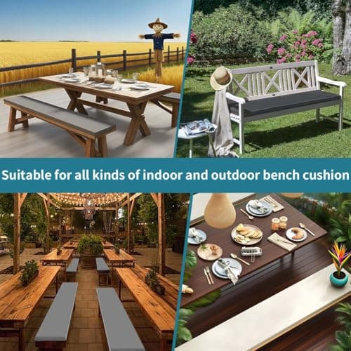 Outdoor Beer Table Bench Cushs 200/180/220/150/110 cm Waterproof & Non-Slip Seat Pad with er & Buckle for Festival Tents 8 Pack 110x23x3 cm — view 6