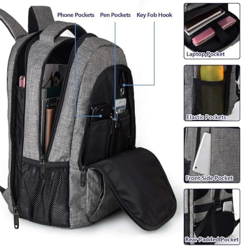 MATEIN Laptop Backpack 17.3" Large Anti-Theft Backpack, Rucksack for Men — view 5