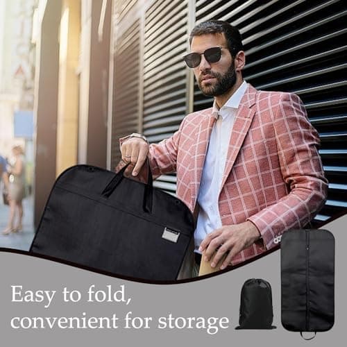 3 Pcs Suit Bags for Men and Shoe Bag Set, 60x120cm foldable Suit Carriers for Men, With zipper Travel Garment Bags, Durable and Breathable Suitable for Travel Business and or Storage — view 4