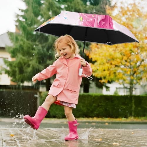 Decalsweet Kids Folding Umbrella,Windproof Automatic UV Umbrella Princess — view 3