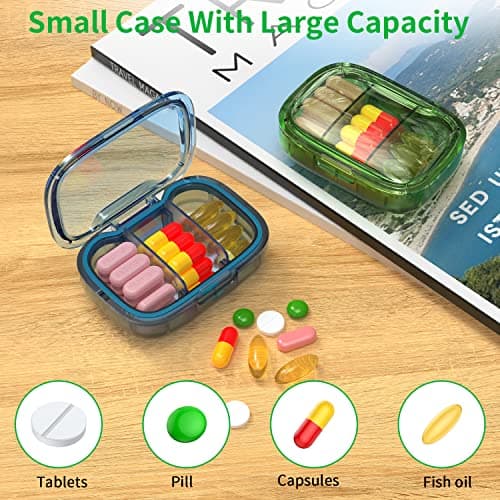 4 Pack 3 Compartment Small Pill Box, Moisture Proof Pill Case, Travel Pill Organizer for Pocket Purse, Daily Portable Medicine Vitamin Box, Fish Oil Box, Supplement Box — view 4