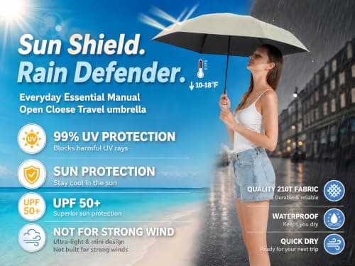 BAODINI Travel Small Mini Sun Umbrella with Case Lightweight with Aluminum Frame Compact Size UV Protection Purse Umbrella for Kids & Women — view 2