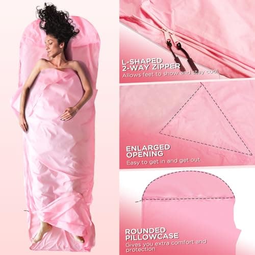 JAICOM Sleeping Bag Liner - Ultralight & Soft Travel Sheet for Adults, 150g — view 4