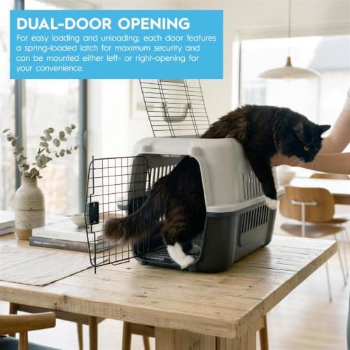 Harbour Housewares Cat Carrier Hard Sided Large Pet Travel Box Grey — view 4