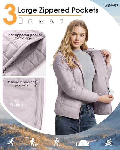 33,000ft Women's Packable Puffer Jacket Water Repellent Insulted Jacket — view 4