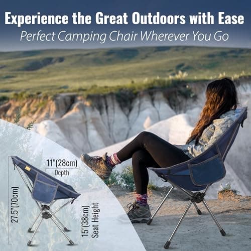 TREKOLOGY YIZI GO Camping Chair – Compact, Foldable, Lightweight 0.9 kg, 136 kg Capacity, Durable Aluminum, Quick Setup, Superior Support, Ideal for Backpacking, Beach, and Outdoor Adventures (Blue) — view 3