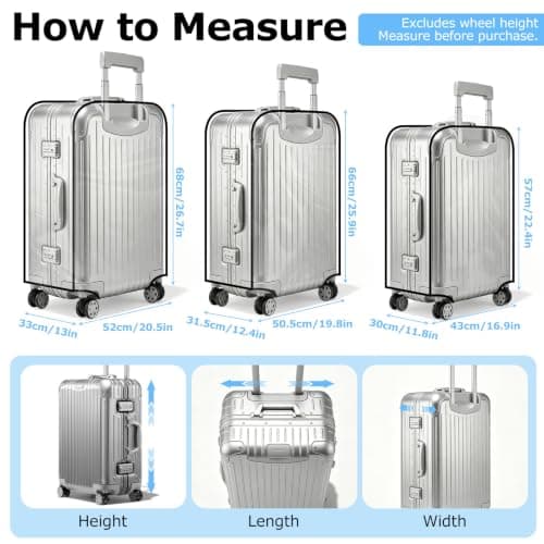 ElysianTails 3 Pcs Suitcase Covers Protectors Set Clear PVC Luggage Covers for Suitcases 24 28 30Inch Waterproof Anti-Scratch Travel Protector Kit for Business School Wheeled Suitcase — view 3