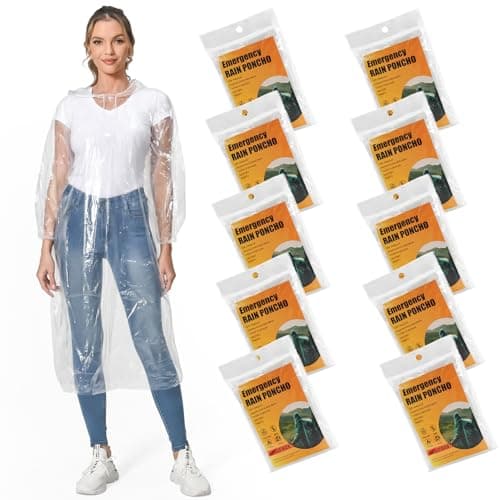 MOKANI Disposable Rain poncho for Adults, 10 PCS Waterproof Ponchos