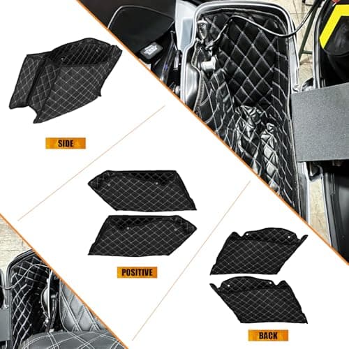 HCmotorku Motorcycle Saddlebag Liners 4" Extended Saddlebags Inserts Fits for Harley Touring Road King Road Glide Street Glide Electra Glide 2014-2023 White Thread — view 3