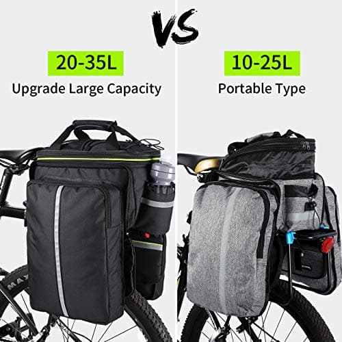 35L Bike Storage Bag Double Side Pannier Bags,Waterproof Cargo Rack Pack Saddle Bag Shoulder Bags with Rain Cover for Riding ,Multi-function Bicycle Rear Seat Trunk Panniers Pouch Cycling Accessories — view 3