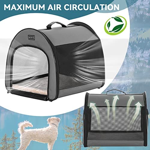 PETSFIT Soft Dog Crate, Travel Bag Carrier- 19 Inch Lightweight, Thick Cushion, Roomy, Easy to Set Up, Portable Pop Up Dog Carrier, Sturdy Portable Cat Kennel Grey — view 4