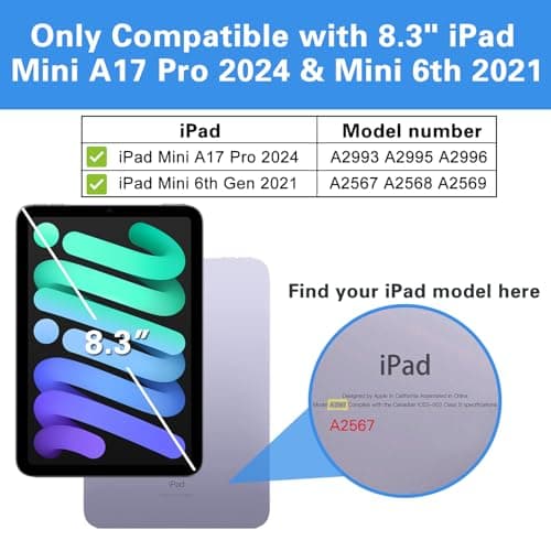 ProCase Smart Case for iPad Mini 7 (A17 Pro 2024)/ Mini 6 2021 8.3 Inch, Hard Back Cover for iPad Mini 7th/6th Generation A2995/A2996/A2993/A2567/A2568/A2569 -Red — view 2