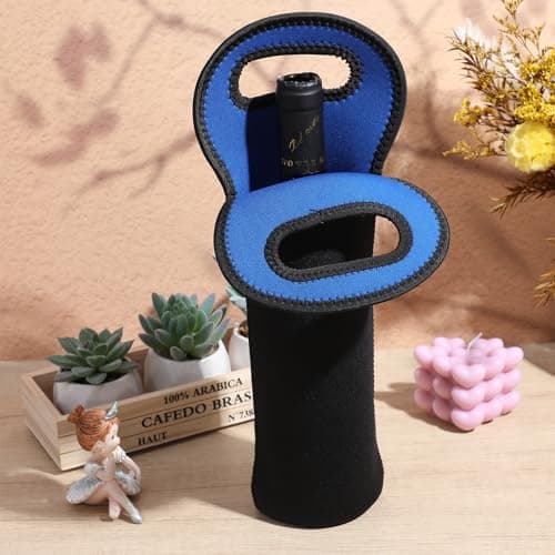 1 PCS Wine Carrier Tote Bag Holder, Insulated Wine Cooler Bag for Wines Beer Champagne Drinks Bottles, Portable Neoprene Material Wines Bottle Holder for Restaurant Travel Picnic Party (Single, Blue) — view 4