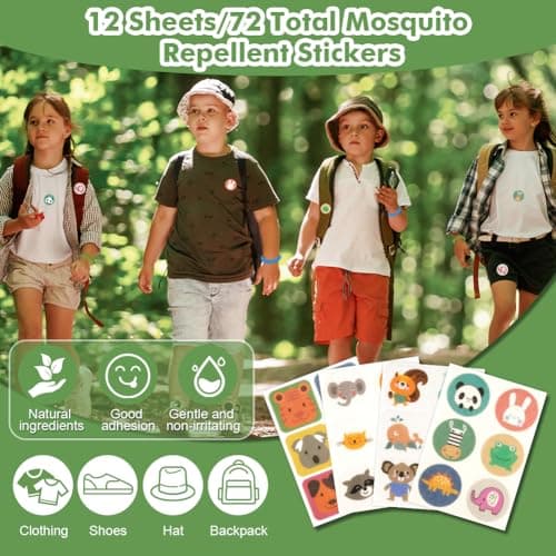 AOOWU Mosquito Repellent Bracelet 12 Pack, Mosquito Repellent Patches 72 Patch, All-Natural Deet-Free, Stretchy Waterproof Anti-Mosquito Wristbands, Insect Repellent Bracelet for Adults & Kids — view 4