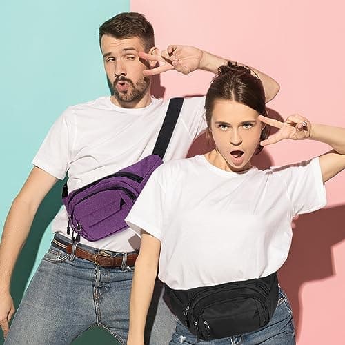 FRIUSATE 2 Pcs Bum Bag Waist Bags for Men, Travel Fanny Pack Bumbags — view 4