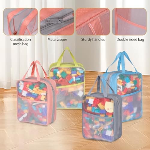 4 Pack Extra Large Mesh Toy Zipper Storage Bags (11.8 * 9.8 * 5.2in) — view 2