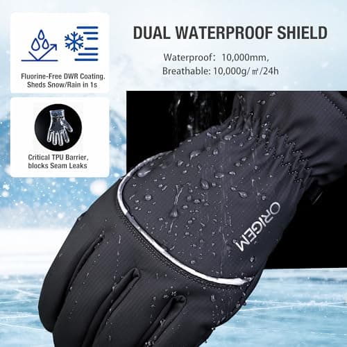Origem Thermal Winter Ski Gloves Unisex, 3M Thinsulate Waterproof for Skiing — view 2