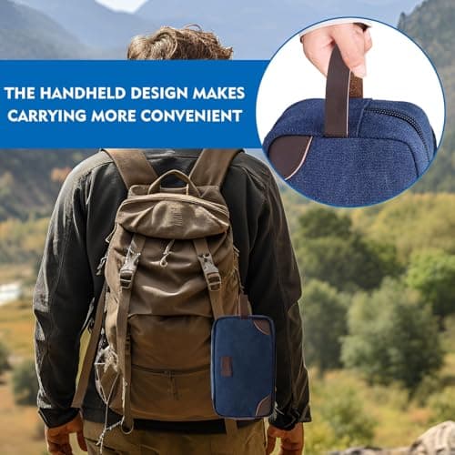 Toiletry Bag Men, Wash Bags for Men with Zipper Large Capacity Travel Bag, Portable Canvas Shaving Bag, Toiletry Bags Coin Purse Key Makeup Bag Storage Bag for Travel Gym Bathroom (Blue) — view 6