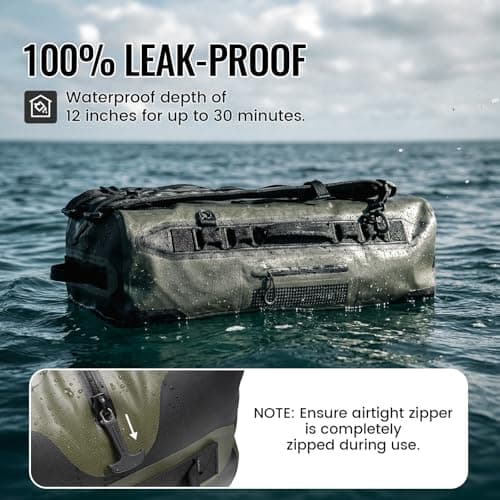 ONETIGRIS CAMPING DryForce 50L Waterproof Duffel Bag, Heavy Duty TPU Dry Bag Backpack with Airtight Zipper, Wide Opening Water Proof Bags for Travel, Motorcycle, Camping, Fishing & Boating — view 2