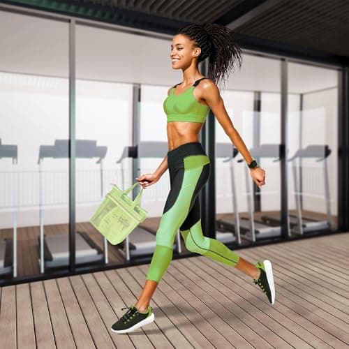 DV Lifestyle Mesh Shower Bag 25 x 26cm Caddy with Zipper & 2 Pockets. Quick-Dry Portable Toiletry Tote for Bathroom, Gym, Travel, Camp, Beach, for Sunscreen, Dorm & College Essentials (Light Green) — view 5