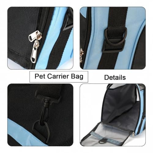 Expandable Foldable Pet Travel Carrier 55x34x25cm Oxford Cloth Breathable Mesh Cat Puppy Bag Multi Carry Straps Safety Clip Soft Transport Tote for Small Kittens Dogs Vet Car Trips (Purple) — view 3