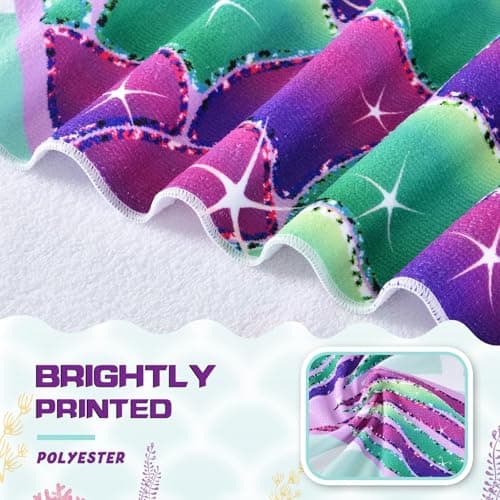 WERNNSAI Mermaid Microfibre Beach Towel for Kids, 76 x 150cm Bath Towel — view 3