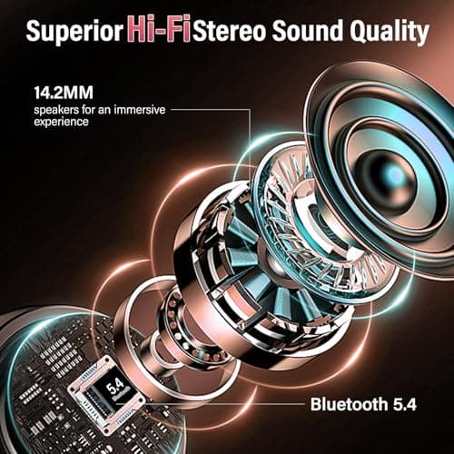 Wireless Earbuds, 2026 Bluetooth 5.4 Headphones In Ear with ANC/ENC Noise Cancelling Mic, HiFi Stereo Bluetooth Ear buds with Multifunctional Touchscreen, 5 EQ Modes Bluetooth Earphones, Rose Gold — view 2