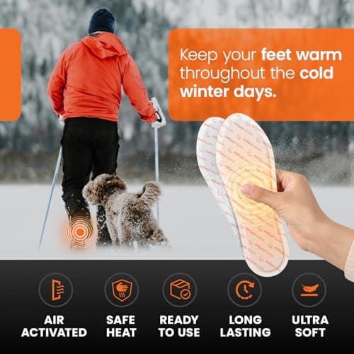 Insole Foot Warmers for Feet – 25 Pairs (50 Warmers) | 10+ Hour Air-Activated Foot Warmers Disposable | TSA Approved Insole Warmers for Boots & Shoes | Thin Adhesive Feet Warmers for Outdoor Use — view 5