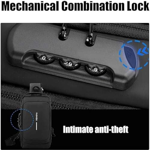New Carbon Fiber Streamline Anti-Theft Sling Bag, Waterproof Password Anti-theft Chest Bag with USB Charging Port, Anti Theft Sling Bag for Hiking Cycling Running Travel (A) — view 3