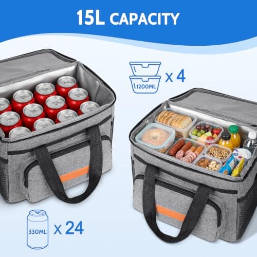 15L Insulated Lunch Bag Foldable Waterproof Cooler Bag 14-Hour Insulation — view 2
