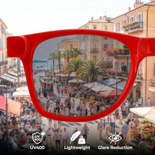 Komonee Drifter Sunglasses UV400 Protection Red Classic Style Retro Sun Shades Eye Glasses Unisex For Men Women Travel & Fashion – Lightweight Frame Fashion Eyewear Outdoors — view 3